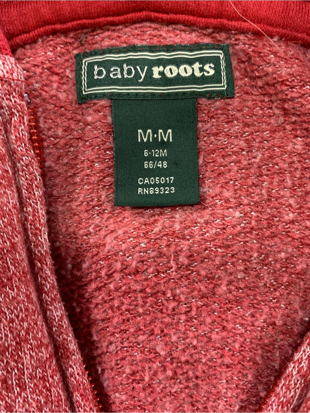 Pre-love roots, zip up sweater size 6–12 M - Picture 2 of 3